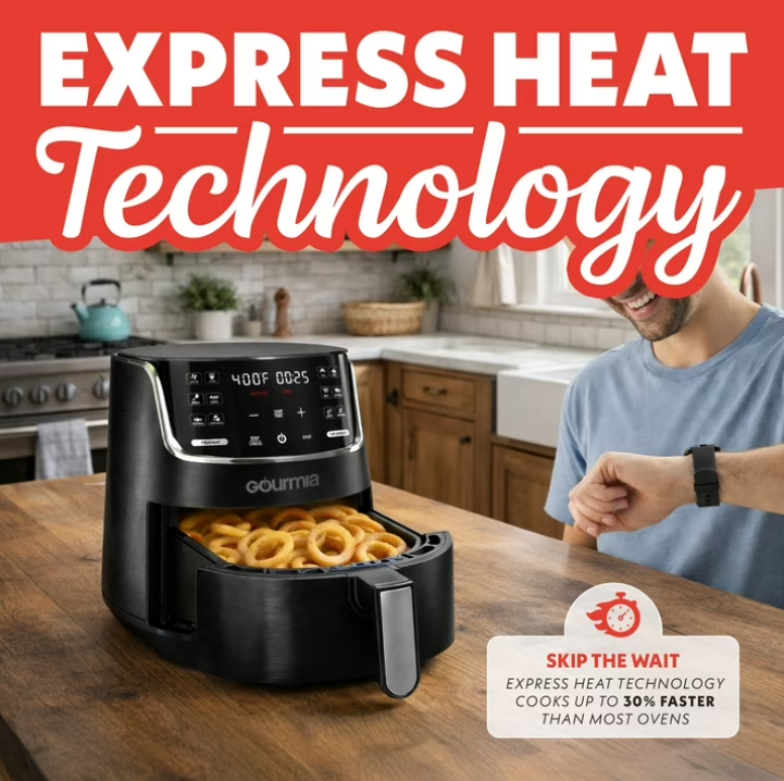 Gourmia 4-Quart Digital Air Fryer with 12 One-Touch Presets, GAF414, Black