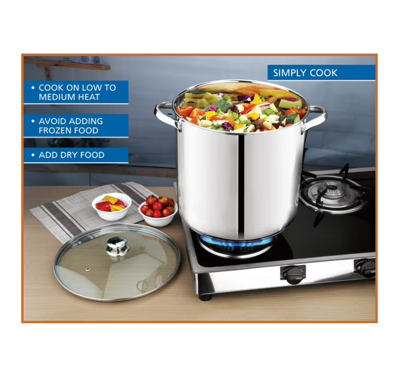 Mainstays Stainless Steel 16-Quart Stock Pot with Glass Lid