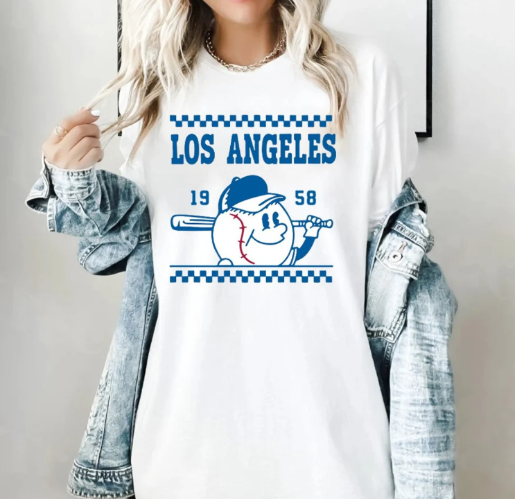 Los Angeles Baseball Cute Ball Est 1958 Comfort Color Unisex Tshirt, Los Angeles Baseball Gameday Vintage Shirt, LA Sports Shirt, For Fans