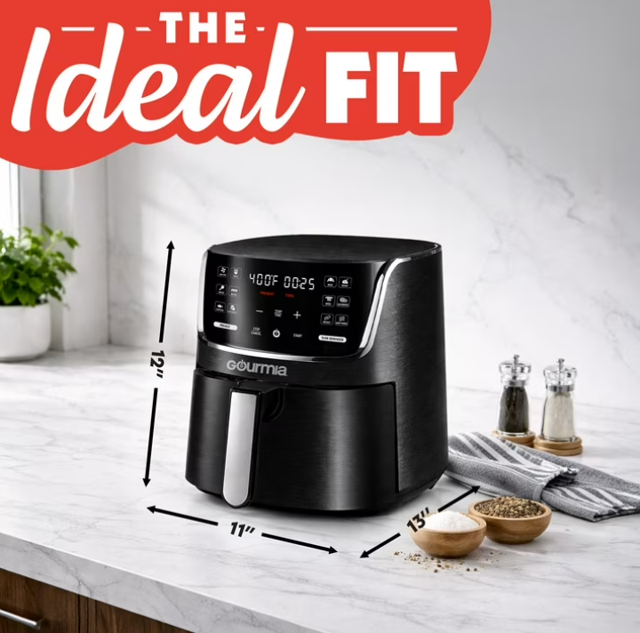 Gourmia 4-Quart Digital Air Fryer with 12 One-Touch Presets, GAF414, Black