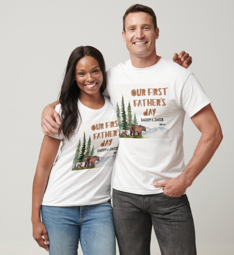 1st Father's Day Bear Personalized Woodland T-Shirt