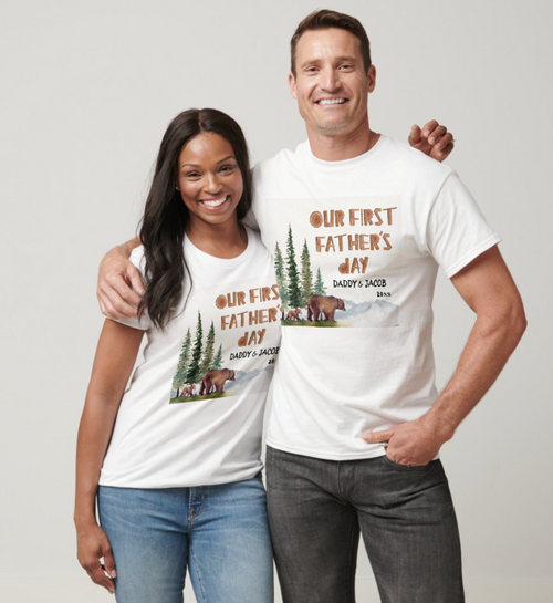 1st Father's Day Bear Personalized Woodland T-Shirt