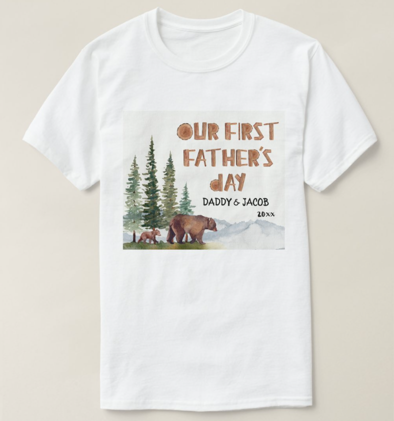1st Father's Day Bear Personalized Woodland T-Shirt