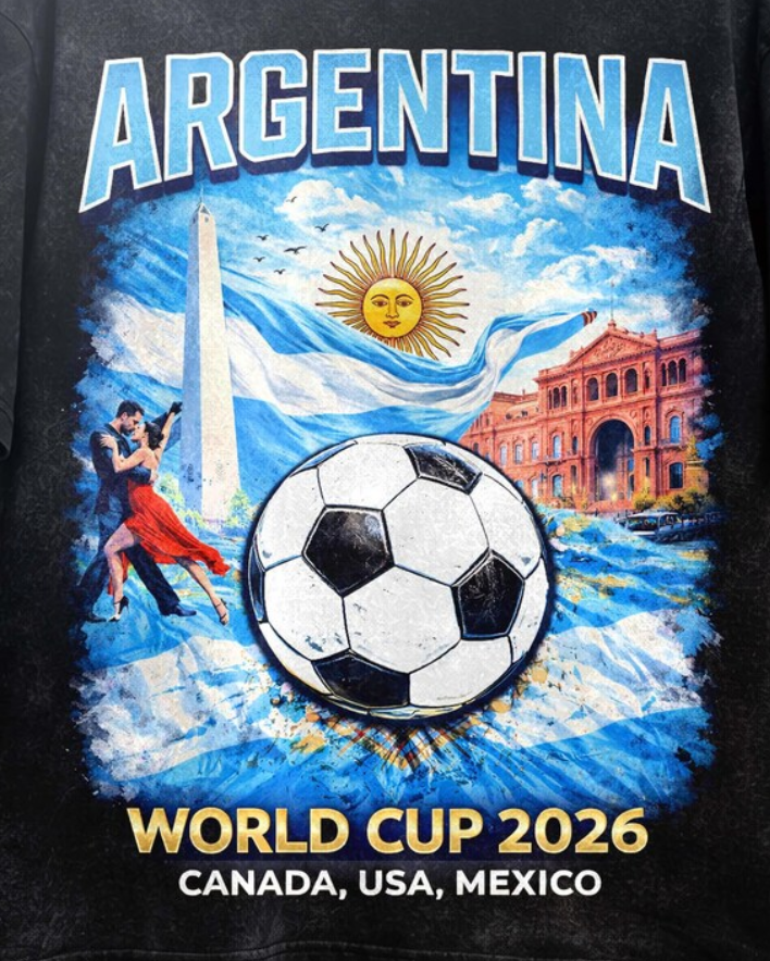 Argentina World Cup 2026 Shirt Soccer Fan Tee Argentina Football Shirt Vintage Graphic Game Day Outfit Canada USA Mexico Unisex Gift.