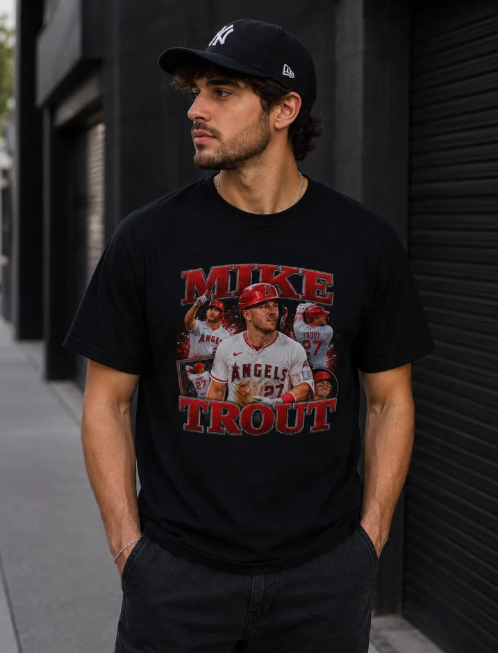 Mike Trout collage T-Shirt Baseball Player, Angels MLB, Sports Tee
