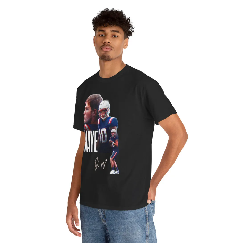 Drake Maye New England T-Shirt Graphic Autograph Edition Football Player Graphic Tee