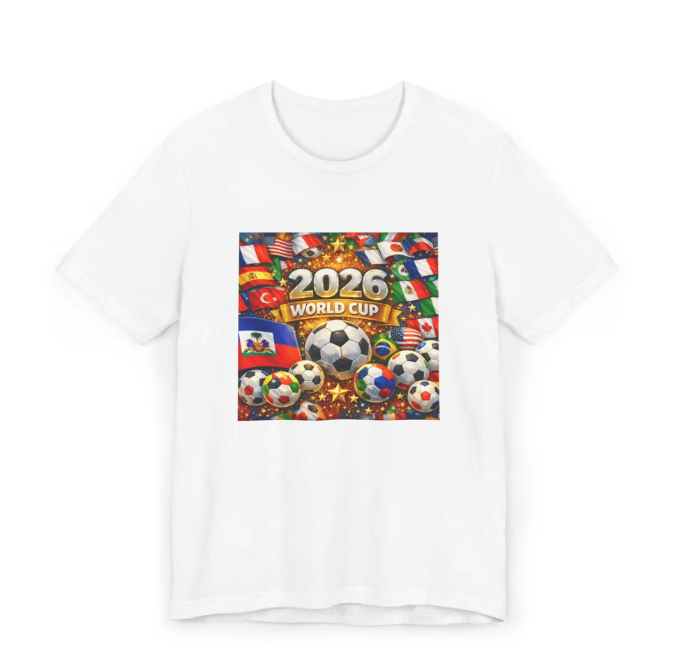 2026 World Cup Soccer Ball Collage T-Shirt | International Flags, Football Fan Tee