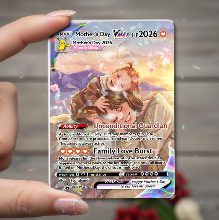 Personalized Anime Trading Card, Mother's Day Keepsake, Custom Mom Collectible Print