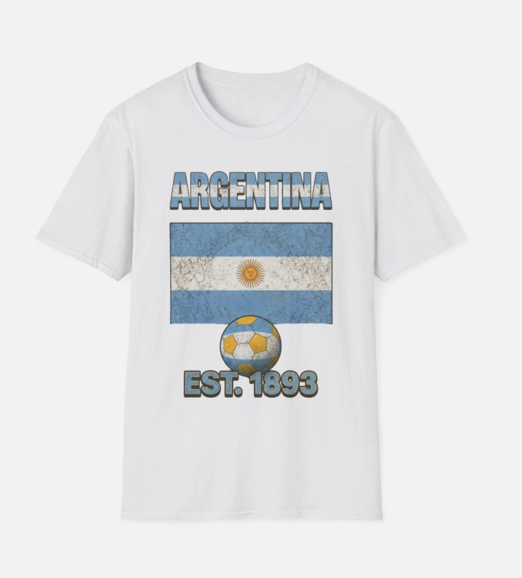 Argentina Flag Futbol Soccer T-Shirt | Nations Heritage Collection | Vintage