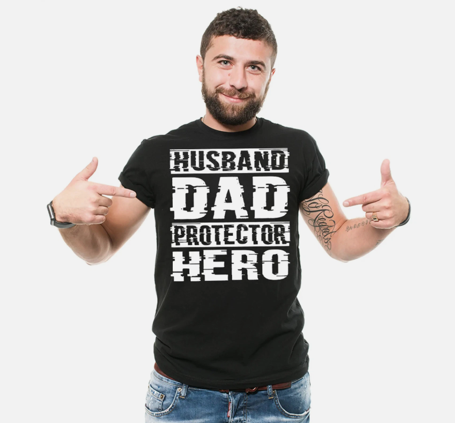 Husband Dad Protector Hero Shirt Father's Day Dad Tshirt Father Birthday Gift