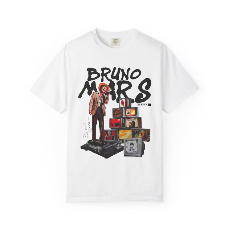 Bruno Mars Shirt, Bruno Mars collage T-shirt, Bruno Mars , Bruno Mars Album Stack T-shirt
