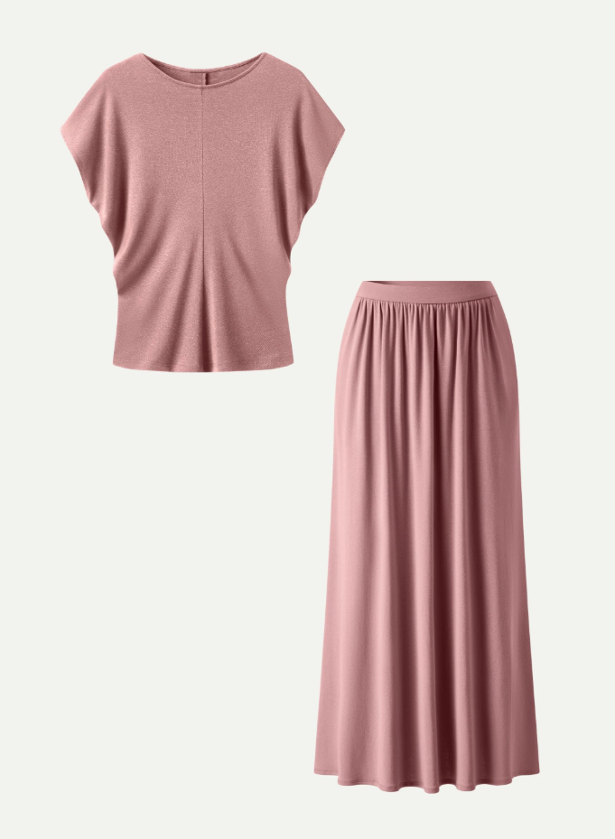 Soft Linen Knit Gathered A-Line Maxi Skirt with Pockets
