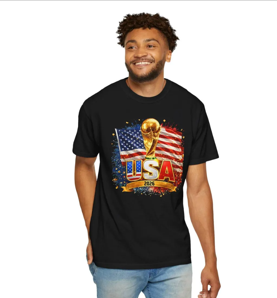 USA 2026 World Cup Shirt Trophy T-shirt | American Flag Soccer Design