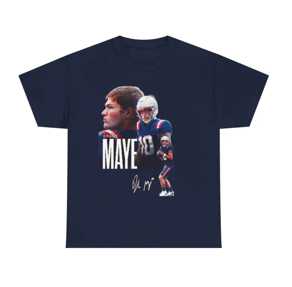 Drake Maye New England T-Shirt Graphic Autograph Edition Football Player Graphic Tee
