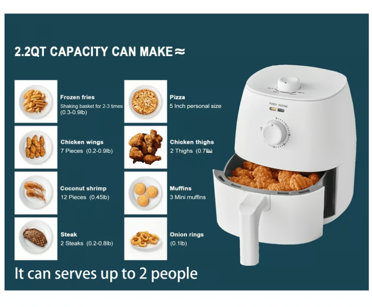 Mainstays 2.2 qt Air Fryer, Arctic White - Automatic Shutoff