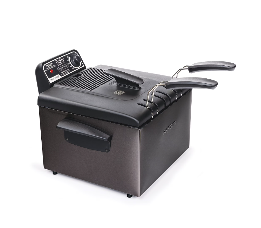 Presto 5 Qt Dual Basket Pro Fry Immersion Element Black Deep Fryer 05489