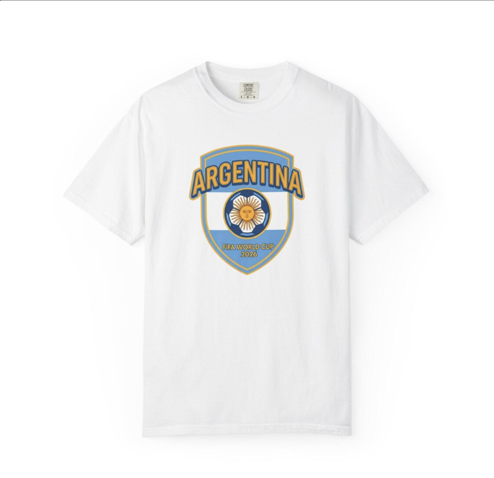 Argentina Soccer Crest T-Shirt World Cup Football Badge