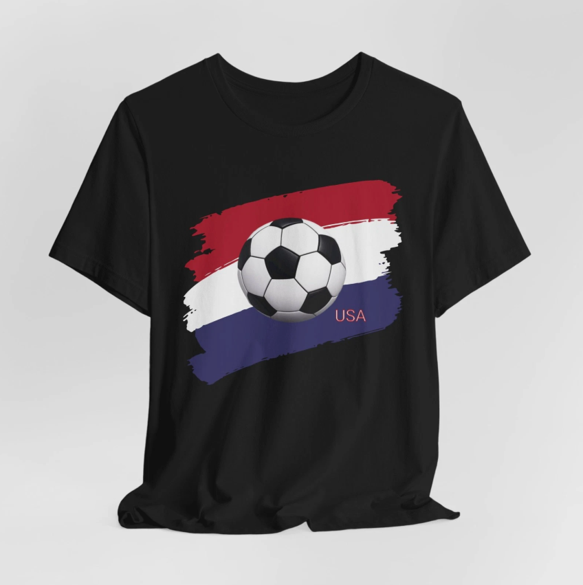 USA Soccer T Shirt Football Fan Graphic USA Flag Sports Tee