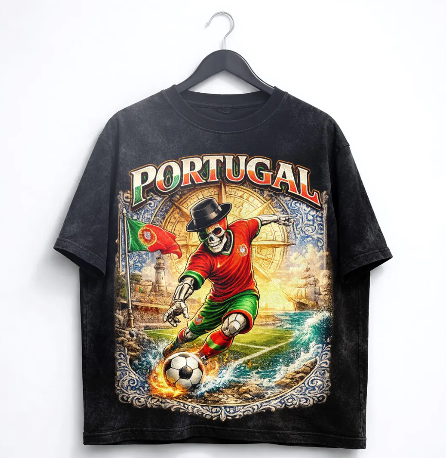 Portugal Soccer Skull Shirt, Portuguese Football Tee, Vintage Nautical Graphic, World Cup 2026 Shirt, Streetwear Tee, Unisex T-Shirt.