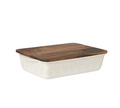The Pioneer Woman 9" x 13" Vintage Lace Ceramic Casserole Baking Dish with Wood Lid, Linen