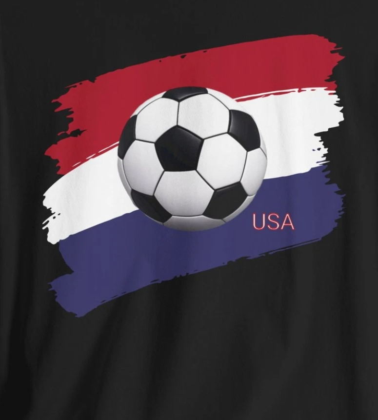 USA Soccer T Shirt Football Fan Graphic USA Flag Sports Tee