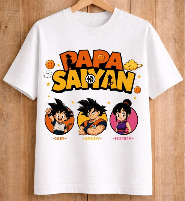 Personalized Inspired Anime Dad Shirt – Custom Papa Tee with Kids Names – Father’s Day Gift for Dad