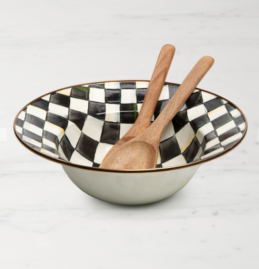 MacKenzie-Childs Courtly Check Salad Bowl and Server Set