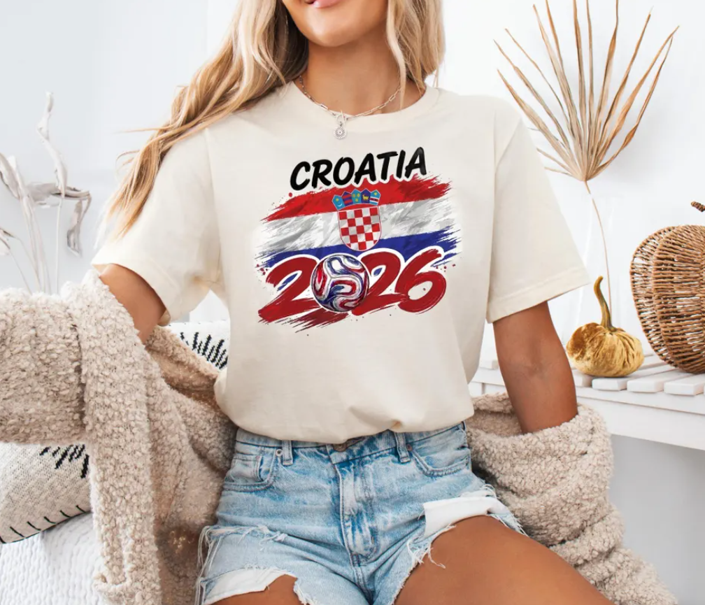 Croatia Football T-Shirt 2026, Croatia Soccer Fan Gift, Croatian Flag Jersey Style Tee, Vatreni Soccer Shirt, Croatia 2026 Men Women Kids