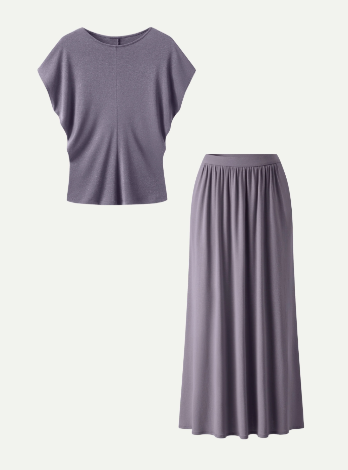 Soft Linen Knit Gathered A-Line Maxi Skirt with Pockets
