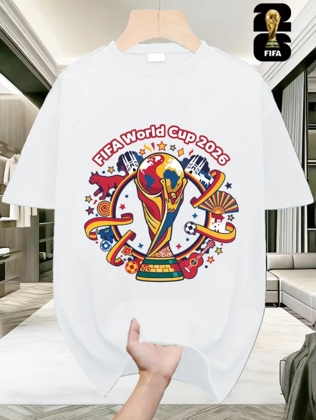 World Cup Themed Men's Short-Sleeve Crew Neck T-Shirt with Vibrant Radish Design