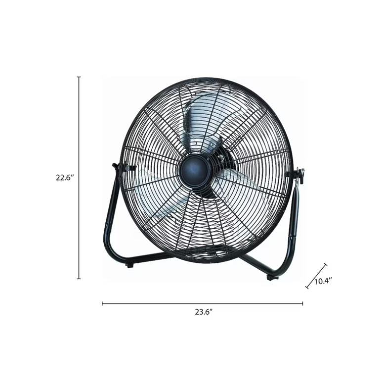 Mainstays 20" 3-Speed High Velocity Tiltable Black Steel Floor Fan
