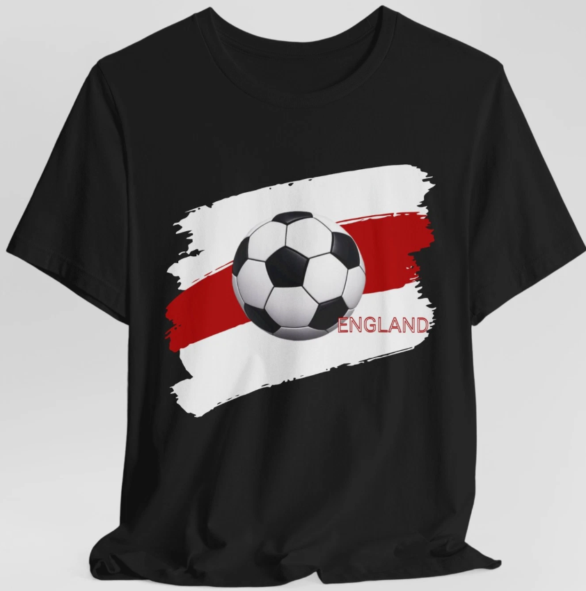 England Soccer T Shirt Football Fan Graphic England Flag Sports Tee