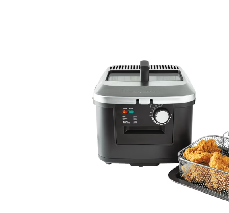 Mainstays 4-Liter Matte Black Electric Deep Fryer with Adjustable Temperature Control