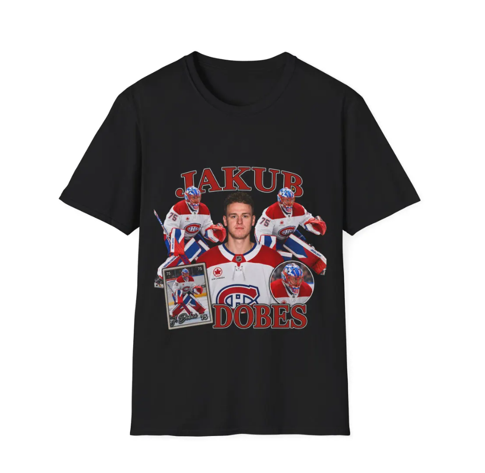 Jakub Dobes Jersey T-Shirt Player Face Collage, Montreal Canadiens shirt