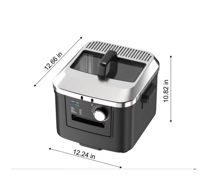 Mainstays 4-Liter Matte Black Electric Deep Fryer with Adjustable Temperature Control