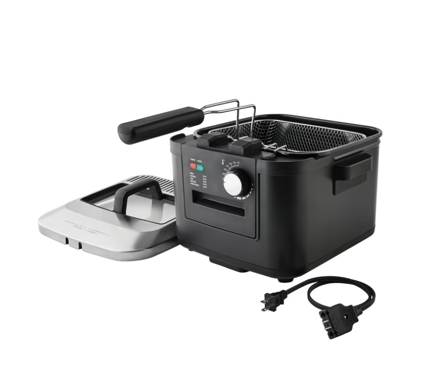 Mainstays 4-Liter Matte Black Electric Deep Fryer with Adjustable Temperature Control