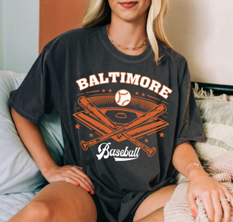 Vintage Baltimore Baseball Comfort Color Pepper Unisex Style Tshirt, Baltimore Baseball Gameday Retro 90s Shirt, Baltimore Sports Shirt