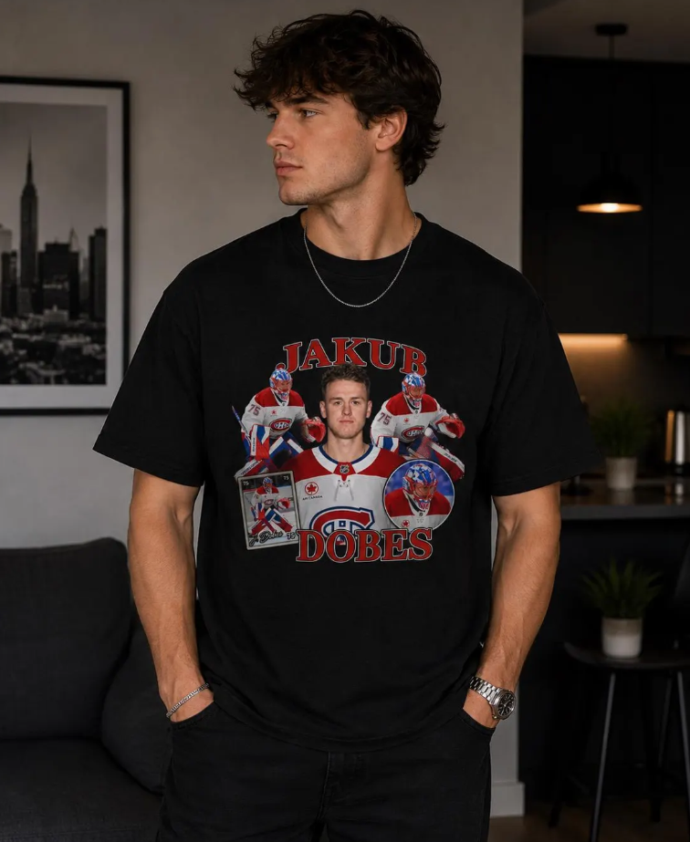 Jakub Dobes Jersey T-Shirt Player Face Collage, Montreal Canadiens shirt