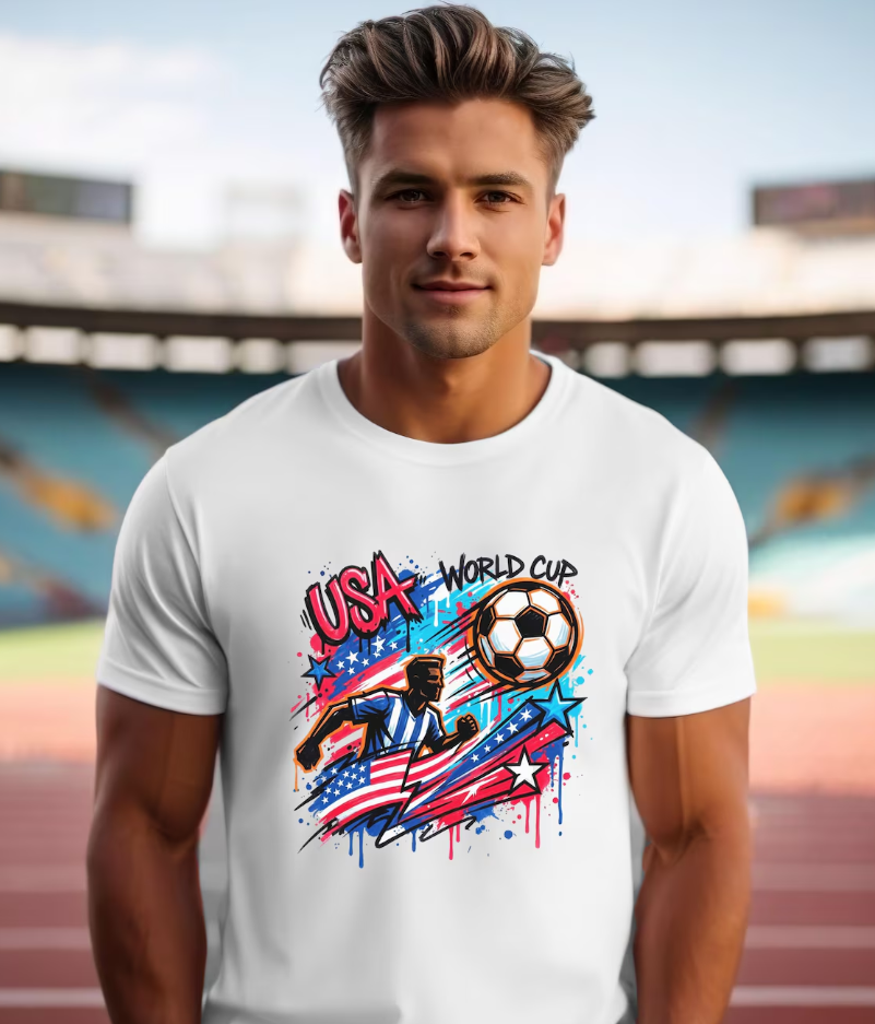USA World Cup Soccer Graffiti T-Shirt | Street Art Patriotic Soccer