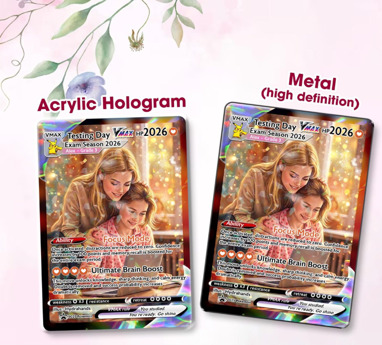 Personalized Anime Style Trading Card, Testing Day Encouragement Gift, Custom Exam Keepsake