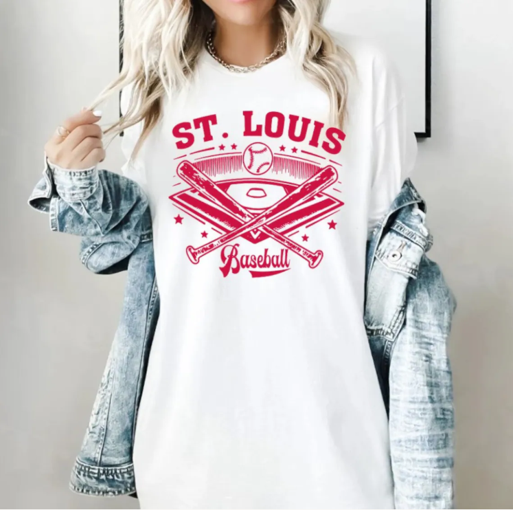 St Louis Baseball Comfort Color Vintage 90s Style White Unisex Tshirt, Baseball Gameday Retro Shirt, St Louis Sports Tee, For Him, For Her