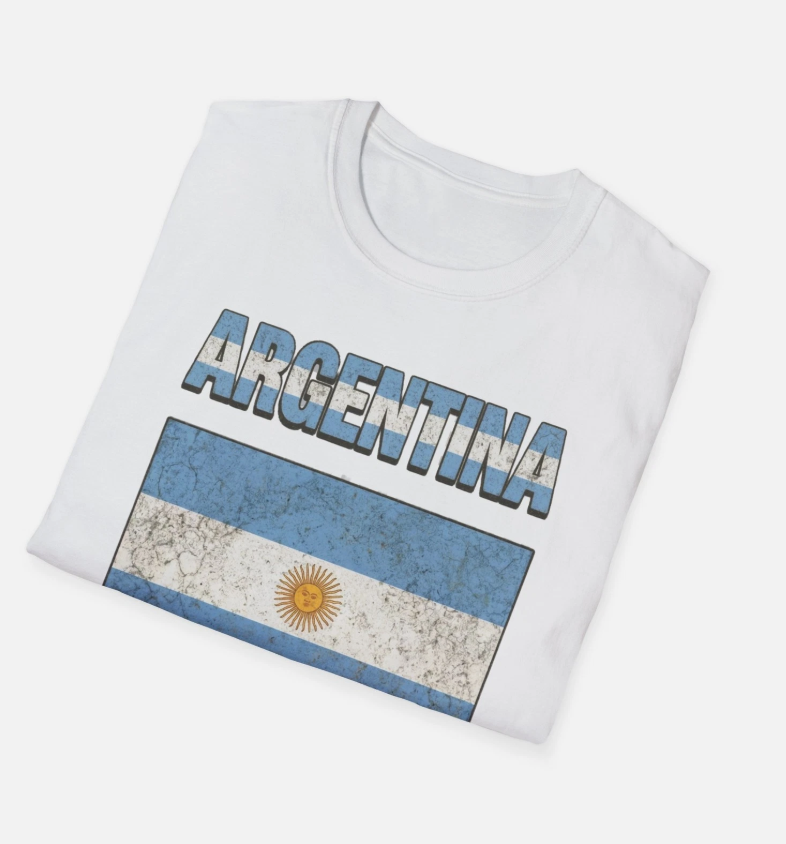 Argentina Flag Futbol Soccer T-Shirt | Nations Heritage Collection | Vintage