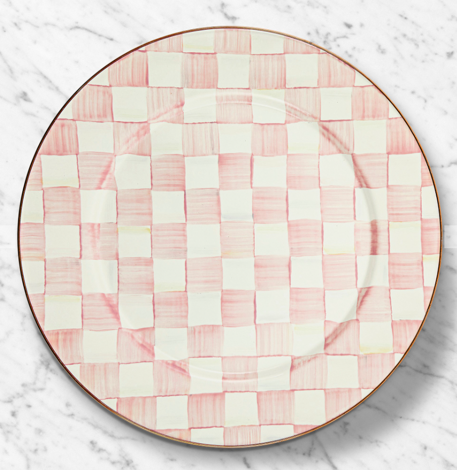 MacKenzie-Childs Rosy Check Enamel Serving Platter