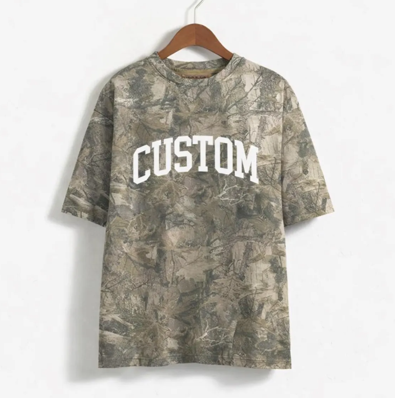 Camo Shirt Custom Camo Oversized T Shirt, Custom Camo Graphic Tee, Camouflage Shirt Personalized Unisex Streetwear Top for Guy or Girl Camo