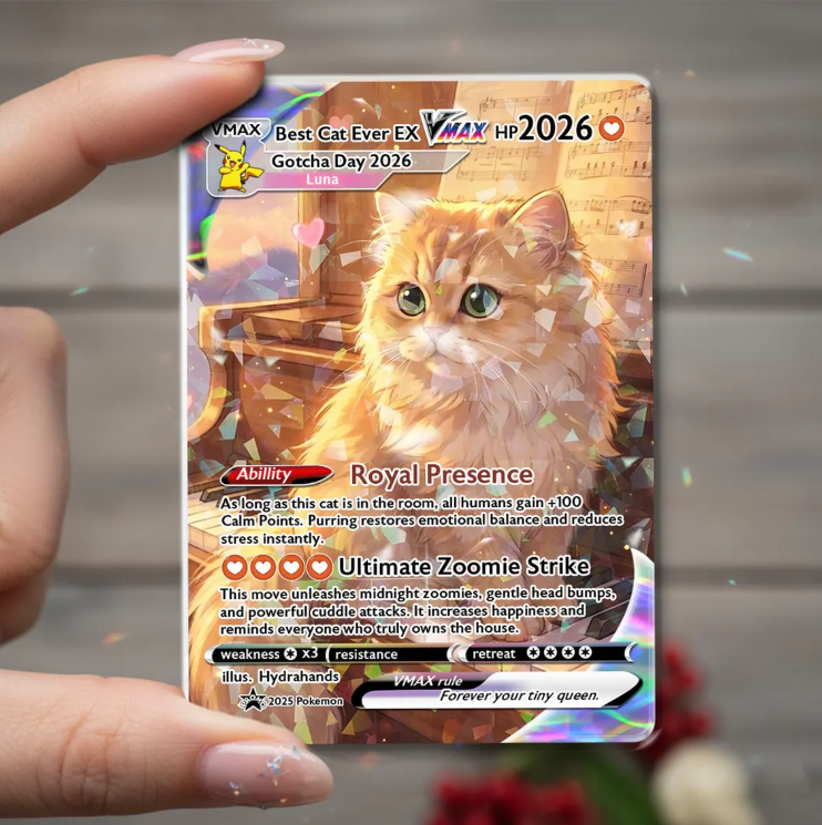Personalized Cat Trading Card, Anime Style Custom Pet Keepsake