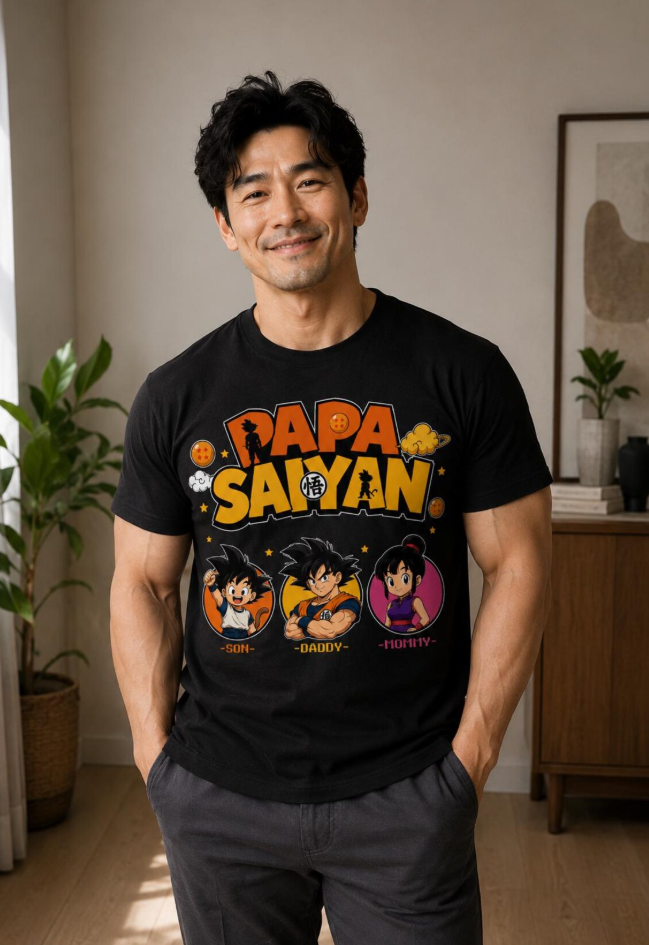 Personalized Inspired Anime Dad Shirt – Custom Papa Tee with Kids Names – Father’s Day Gift for Dad