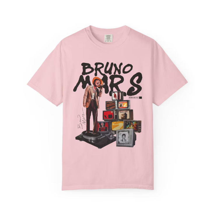 Bruno Mars Shirt, Bruno Mars collage T-shirt, Bruno Mars , Bruno Mars Album Stack T-shirt