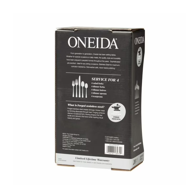 Oneida Solefield 20-Piece Stainless Steel Silverware Set (Service for 4)