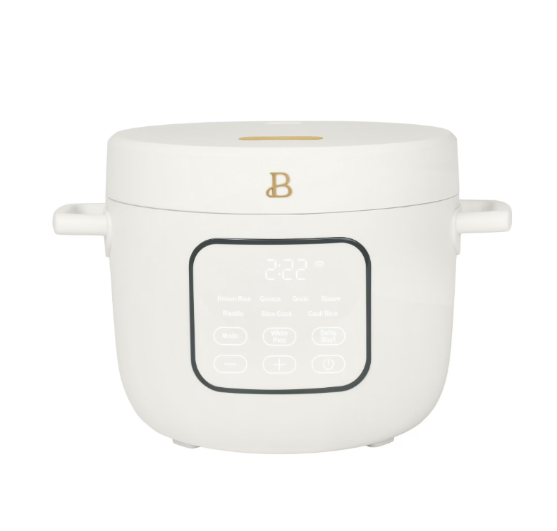 Beautiful 14-Cup Cooked, 6-Cups Uncooked Electric Rice and Grain Cooker, EverGood™ Ceramic Nonstick Coating, White Icing by Drew Barrymore