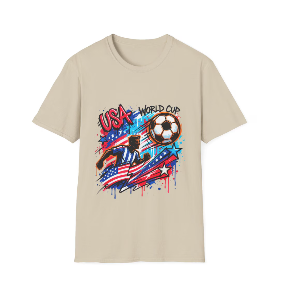 USA World Cup Soccer Graffiti T-Shirt | Street Art Patriotic Soccer